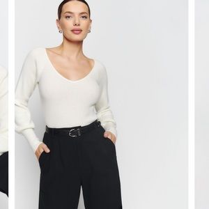 Reformation Hart Cashmere sweater in white / ivory